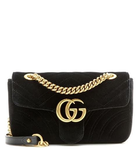 gucci samt tasche schwarz|Gucci shoulder bag.